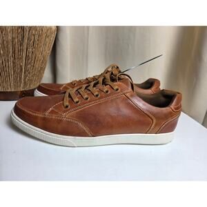 Jonsen Milan Brown Leather Lace Up Memory Foam Sneaker Casual Shoes Mens Size 13
